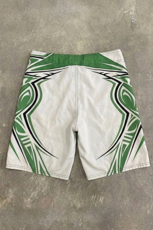 Green and White Boardshorts