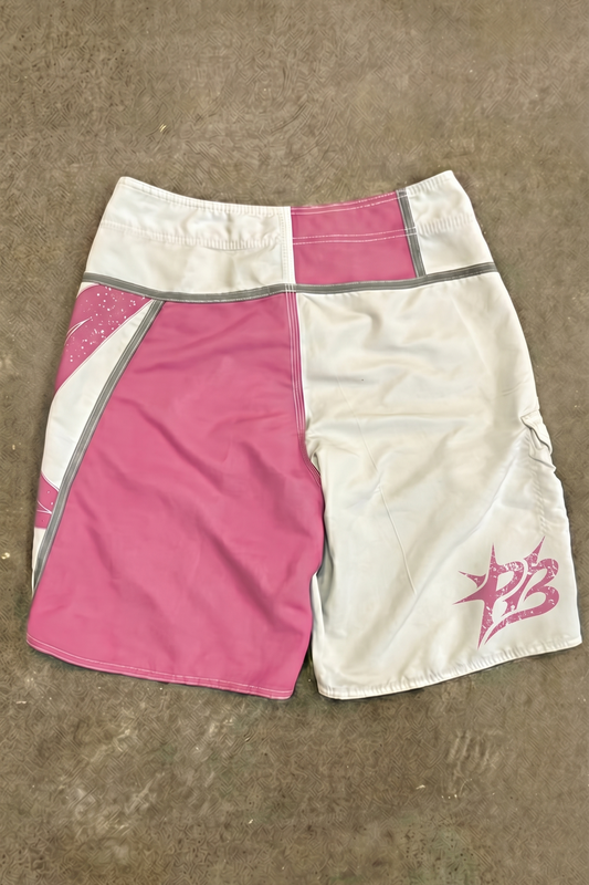 Pink and White Patchwork Boardshorts