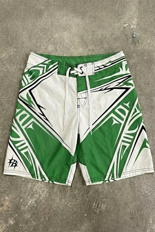 Green and White Boardshorts