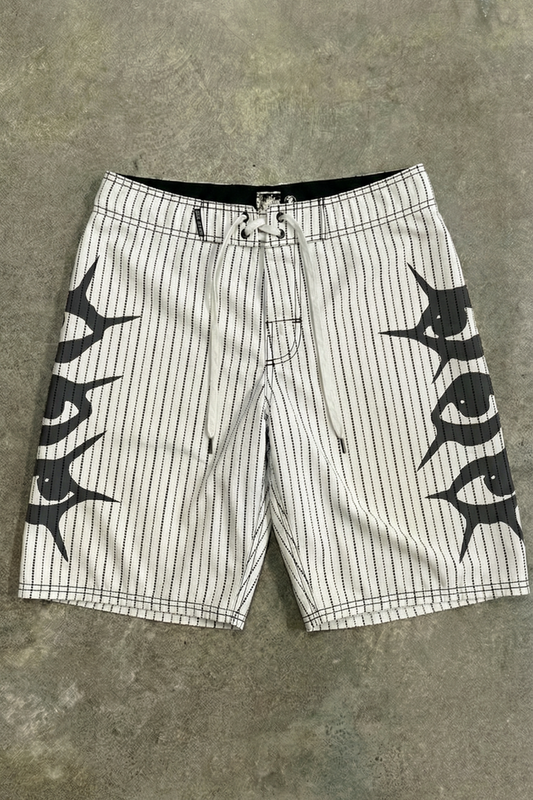 White Pinstriped Boardshorts