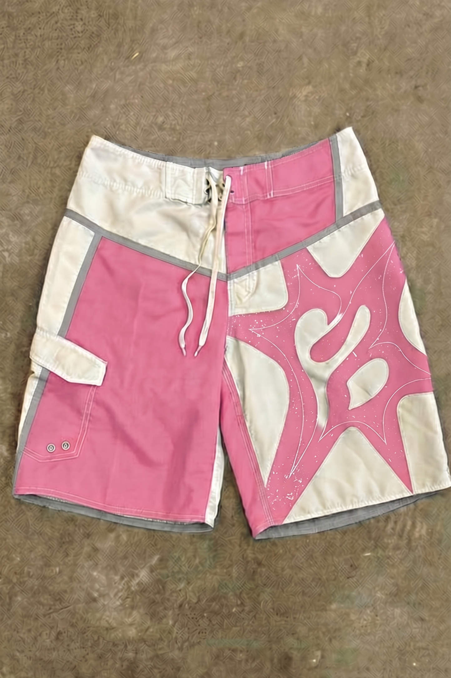 Pink and White Patchwork Boardshorts