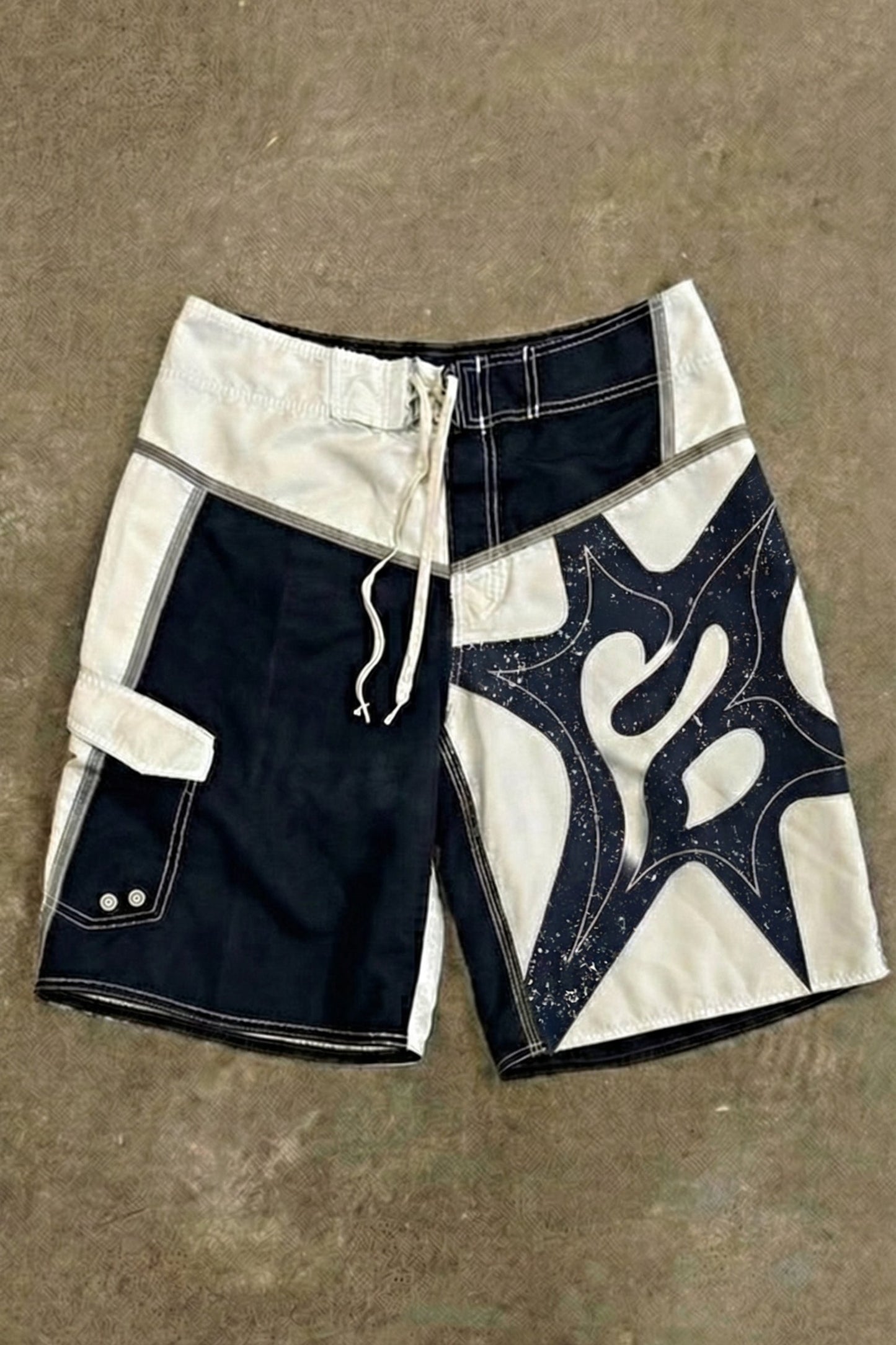 Blue and White Patchwork Boardshorts